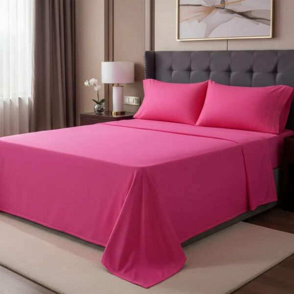 Juego De Sabanas Queen Size 200 Hilos 160 X 200 + 30 Hotel Fucsia