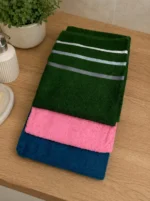 Set X3 Toallones Teka 70x130cm 100% Algodón 380gr Petroleo-rosa-verde - Imagen 4