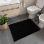 Alfombra De Baño Picaso Shaggy Rectangular 60x40 Cm Negro Rectangular