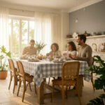 Mantel Picaso Cuadrille Picnic 250x155 Rectangular 80%aLG. Celeste Cuadrillé - Imagen 5