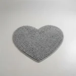Alfombra De Baño Shaggy Antideslizante Absorbente Corazón Gris Corazón - Imagen 4