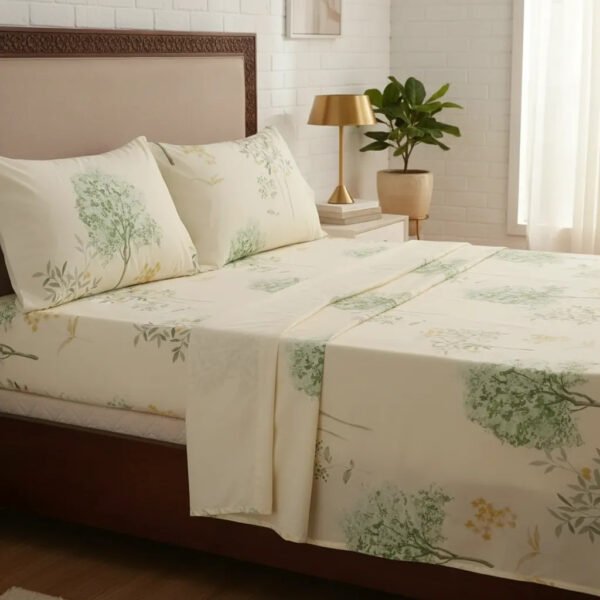Juego De Sabanas Queen Size 200 Hilos 160 X 200 + 30 Hotel Menta Estampado