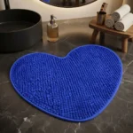 Alfombra De Baño Shaggy Antideslizante Absorbente Corazón Azul Corazón