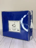 Juego De Sabanas 2½ Pl 600 H Premium Bordadas Azul Liso - Imagen 2