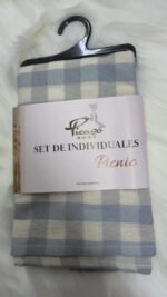 Set X6 Individual Cuadrille Picaso Picnic 45x32 80%algodon Celeste Cuadrille Picnic - Imagen 2