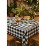 Mantel Picaso Cuadrille Picnic 250x155 Rectangular 80%aLG. Negro Cuadrillé - Imagen 2