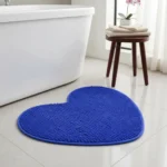 Alfombra De Baño Shaggy Antideslizante Absorbente Corazón Azul Corazón - Imagen 3
