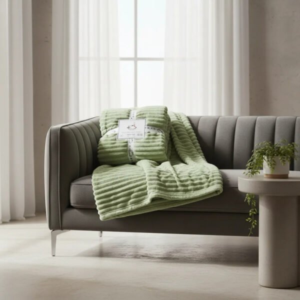 Manta Acanalada Estambul Picaso 1 1/2 Plazas 150x240 Liso 1 Kg Verde