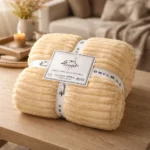 Manta Acanalada Estambul Picaso 2 1/2 Plazas 220x240 Liso Acanalado 1 Kg Beige - Imagen 3