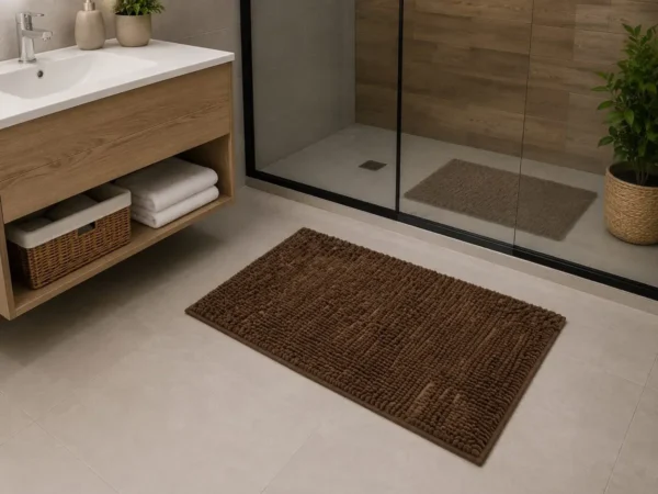 Alfombra De Baño Picaso Shaggy Rectangular 60x40 Cm Marrón Rectangular