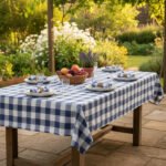Mantel Picaso Cuadrille Picnic 250x155 Rectangular 80%aLG. Azul Cuadrillé