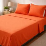 Juego De Sabanas Queen Size 200 Hilos 160 X 200 + 30 Hotel Naranja Liso - Imagen 2