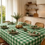Mantel Picaso Cuadrille Picnic 250x155 Rectangular 80%aLG. Verde Cuadrillé - Imagen 2