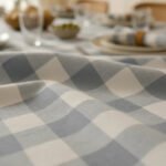 Mantel Picaso Cuadrille Picnic 250x155 Rectangular 80%aLG. Celeste Cuadrillé - Imagen 2
