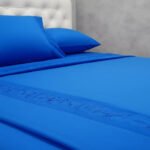 Juego De Sabanas Queen Size 600 H Premium Bordadas Azul - Imagen 4