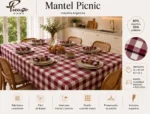 Mantel Picaso Cuadrille Picnic 250x155 Rectangular 80%aLG. Bordó Cuadrillé - Imagen 2