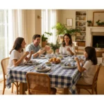 Mantel Picaso Cuadrille Picnic 250x155 Rectangular 80%aLG. Azul Cuadrillé - Imagen 3