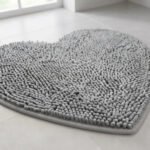 Alfombra De Baño Shaggy Antideslizante Absorbente Corazón Gris Corazón - Imagen 3