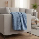 Manta Acanalada Estambul Picaso 1 1/2 Plazas 150x240 Liso 1 Kg Celeste - Imagen 6