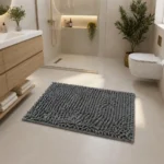 Alfombra De Baño Picaso Shaggy Rectangular 60x40 Cm Gris Oscuro Rectangular - Imagen 3