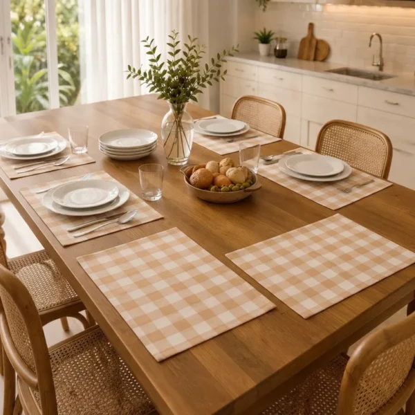 Set X6 Individual Cuadrille Picaso Picnic 45x32 80%algodon Beige Cuadrille Picnic