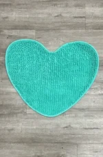 Alfombra De Baño Shaggy Antideslizante Absorbente Corazón Verde Corazón - Imagen 2