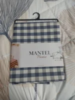Mantel Picaso Cuadrille Picnic 250x155 Rectangular 80%aLG. Azul Cuadrillé - Imagen 4
