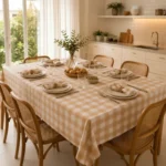 Mantel Picaso Cuadrille Picnic 200x155 Rectangular 80%aLG. Beige Cuadrillé
