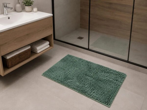 Alfombra De Baño Picaso Shaggy Rectangular 60x40 Cm Verde Rectangular