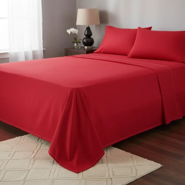 Juego De Sabanas Queen Size 200 Hilos 160 X 200 + 30 Hotel Rojo
