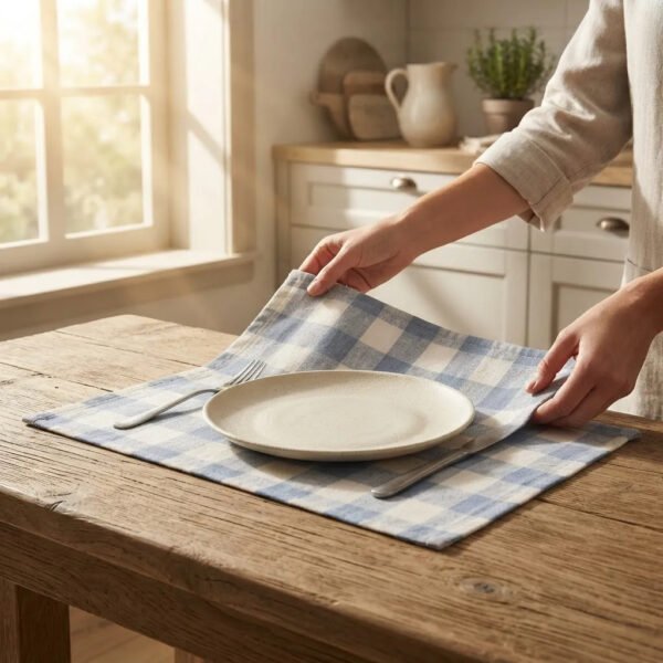 Set X6 Individual Cuadrille Picaso Picnic 45x32 80%algodon Celeste Cuadrille Picnic