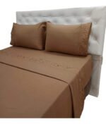 Juego De Sabanas 2½ Pl 600 H Premium Bordadas Tierra - Imagen 3