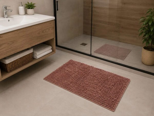 Alfombra De Baño Picaso Shaggy Rectangular 60x40 Cm Rosa Viejo Rectangular
