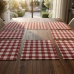 Set X6 Individual Cuadrille Picaso Picnic 45x32 80%algodon Bordó/rojizo Cuadrille Picnic - Imagen 2