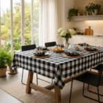 Mantel Picaso Cuadrille Picnic 250x155 Rectangular 80%aLG. Negro Cuadrillé