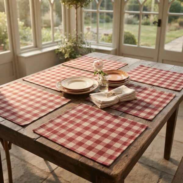 Set X6 Individual Cuadrille Picaso Picnic 45x32 80%algodon Bordó/rojizo Cuadrille Picnic