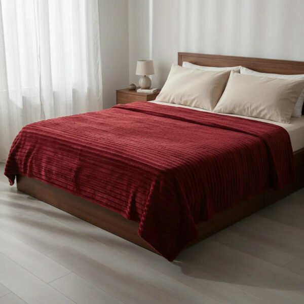 Manta Acanalada Estambul Picaso King 270 X 240 Liso Acanalado 1.8 Kg Bordó