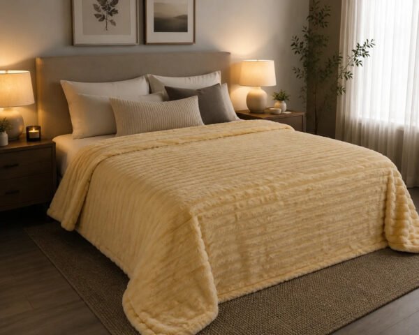 Manta Acanalada Estambul Picaso 2 1/2 Plazas 220x240 Liso Acanalado 1 Kg Beige