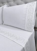 Juego De Sabanas Queen Size 600 H Premium Bordadas Blanco