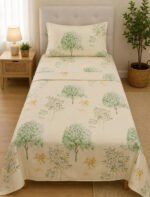 Juego De Sabanas Lisas Twin Size 1 X 2 X 30 Cm Picaso 200 H Color Menta Floreado