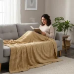 Manta Acanalada Estambul Picaso King 270 X 240 Liso Acanalado 1.8 Kg Beige - Imagen 4