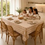 Mantel Picaso Cuadrille Picnic 200x155 Rectangular 80%aLG. Beige Cuadrillé - Imagen 4