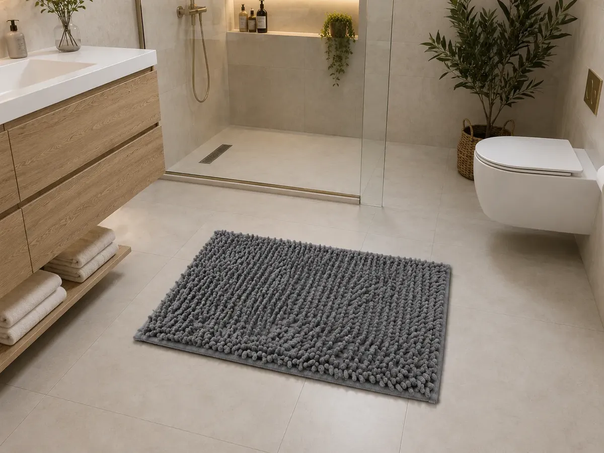 Alfombra De Baño Picaso Shaggy Rectangular 60x40 Cm Gris Oscuro Rectangular Alfombra De Baño Picaso Shaggy Rectangular 60x40 Cm Gris Oscuro Rectangular - Imagen 1