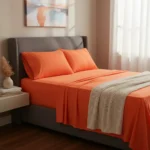 Juego De Sabanas Lisas Twin Size 1 X 2 X 30 Cm Picaso 200 H Color Naranja