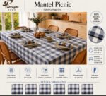 Mantel Picaso Cuadrille Picnic 200x155 Rectangular 80%aLG. Azul Cuadrillé - Imagen 2