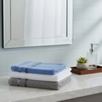 Set X3 Toallones Teka 70x130cm 100% Algodón 380gr Blanco-celeste-gris - Imagen 4
