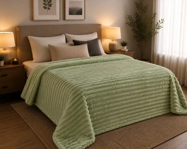 Manta Acanalada Estambul Picaso 2 1/2 Plazas 220x240 Liso Acanalado 1 Kg Verde