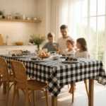 Mantel Picaso Cuadrille Picnic 200x155 Rectangular 80%aLG. Negro Cuadrillé - Imagen 2