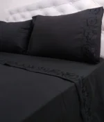 Juego De Sabanas 2½ Pl 600 H Premium Bordadas Negro - Imagen 3