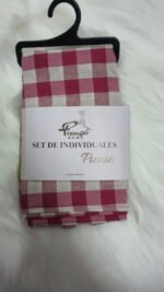 Set X6 Individual Cuadrille Picaso Picnic 45x32 80%algodon Bordó/rojizo Cuadrille Picnic - Imagen 3